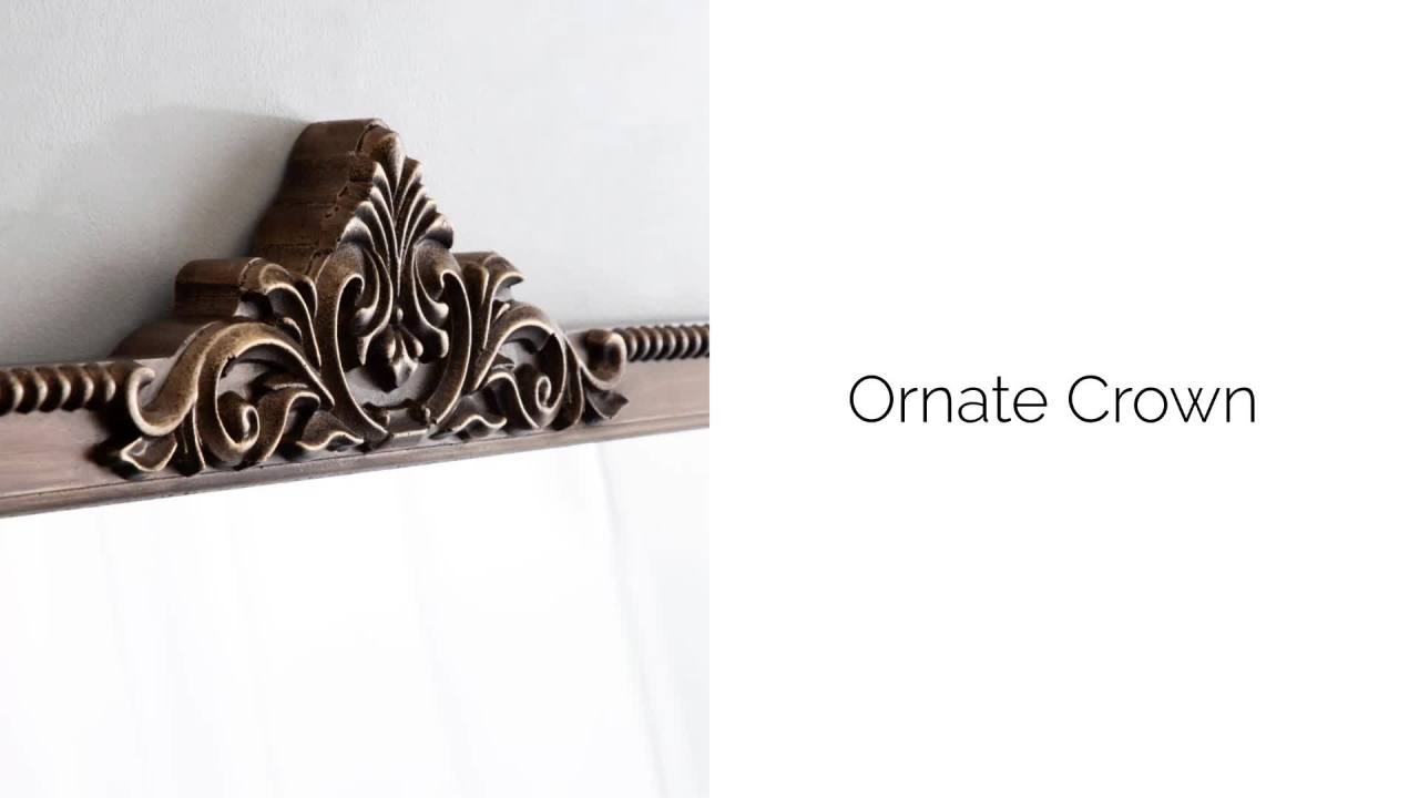 thumbnail video image 2 of Kate and Laurel Hubanks Vintage Decorative Wide Arched Mirror, 40 x 30, Gold, Large Antique Statement Arch Mirror for Mantel Home Decor, 2 of 12