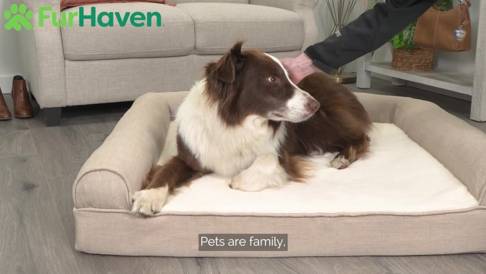 FurHaven Pet Products Plush & Performance Linen Orthopedic Sofa Pet Bed