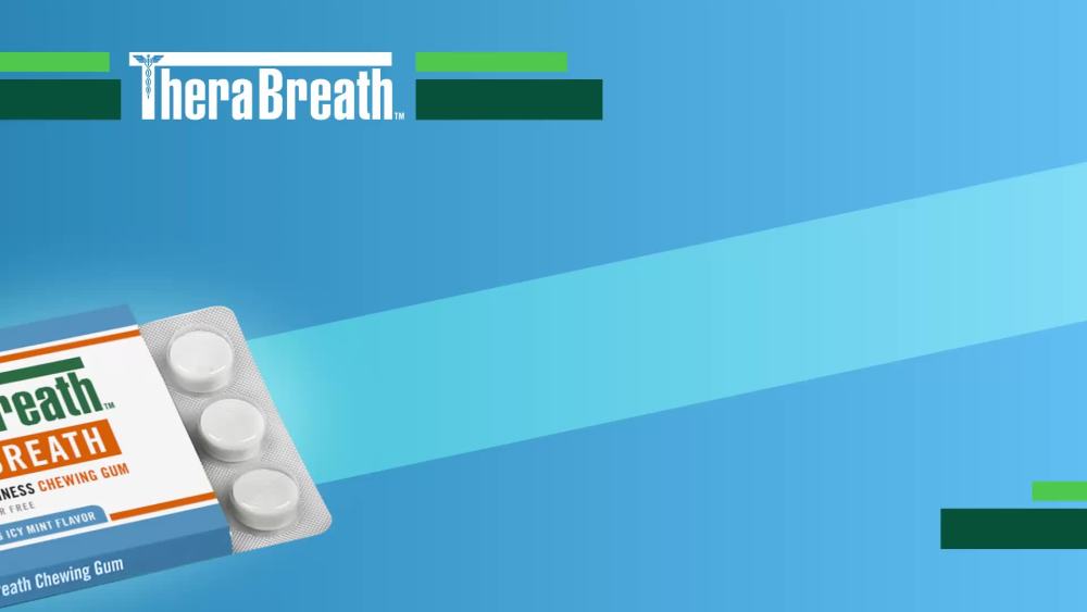 thumbnail video image 2 of TheraBreath Fresh Breath Chewing Gum for Adults, Icy Mint Flavor, Sugar-Free with Xylitol, 3 Pack, 2 of 12