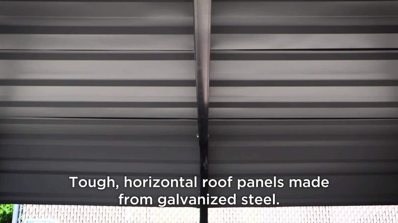 thumbnail video image 2 of Arrow 20 x 29 x 9 ft Charcoal Galvanized Steel Carport, 2 of 20