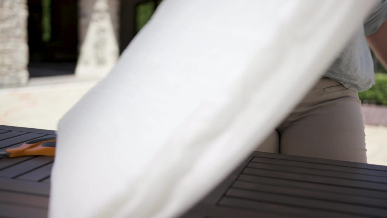 thumbnail video image 4 of Arden Selections ProFoam EverTru Acrylic 19 x 20 x 3.5 Inch Rounded Back Outdoor Dining Cushion, Gray, 4 of 6