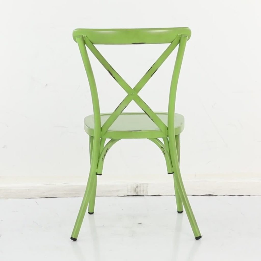 thumbnail video image 2 of DecMode 22"W, 35"H Metal Farmhouse Outdoor Dining Chair, Green, 2-Piece, 2 of 10