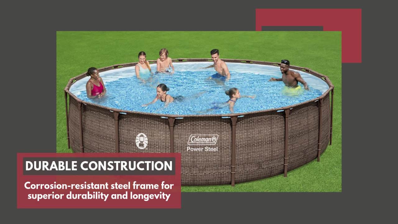 thumbnail video image 2 of Coleman Power Steel 18 ft. x 48 in. Round Metal Frame Above Ground Pool Set, 2 of 11