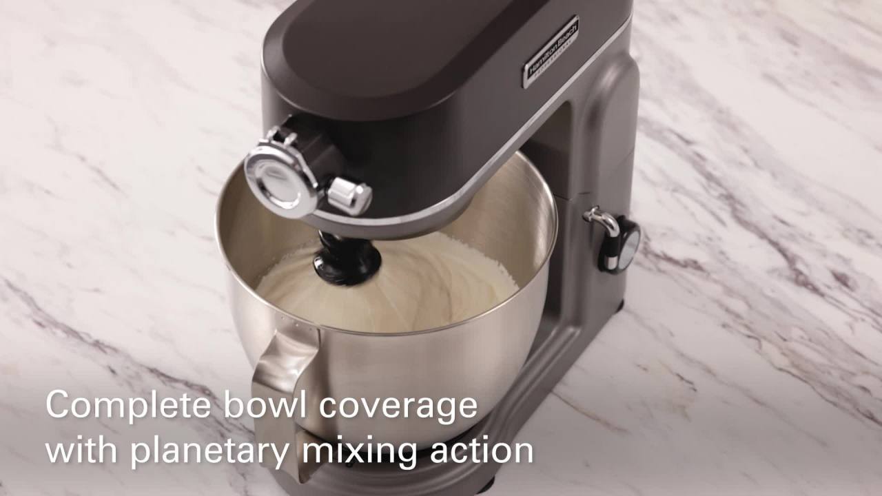 thumbnail video image 2 of Hamilton Beach Professional 5 Quart Stand Mixer for Kitchen with Specialty Attachment Hub, 12 Speeds, 2 of 10