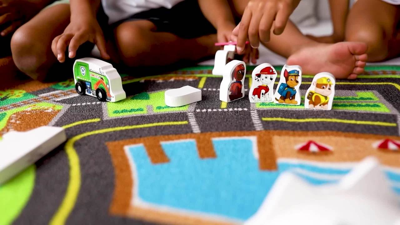 thumbnail video image 2 of Melissa & Doug PAW Patrol Activity Rug - Adventure Bay, 2 of 7