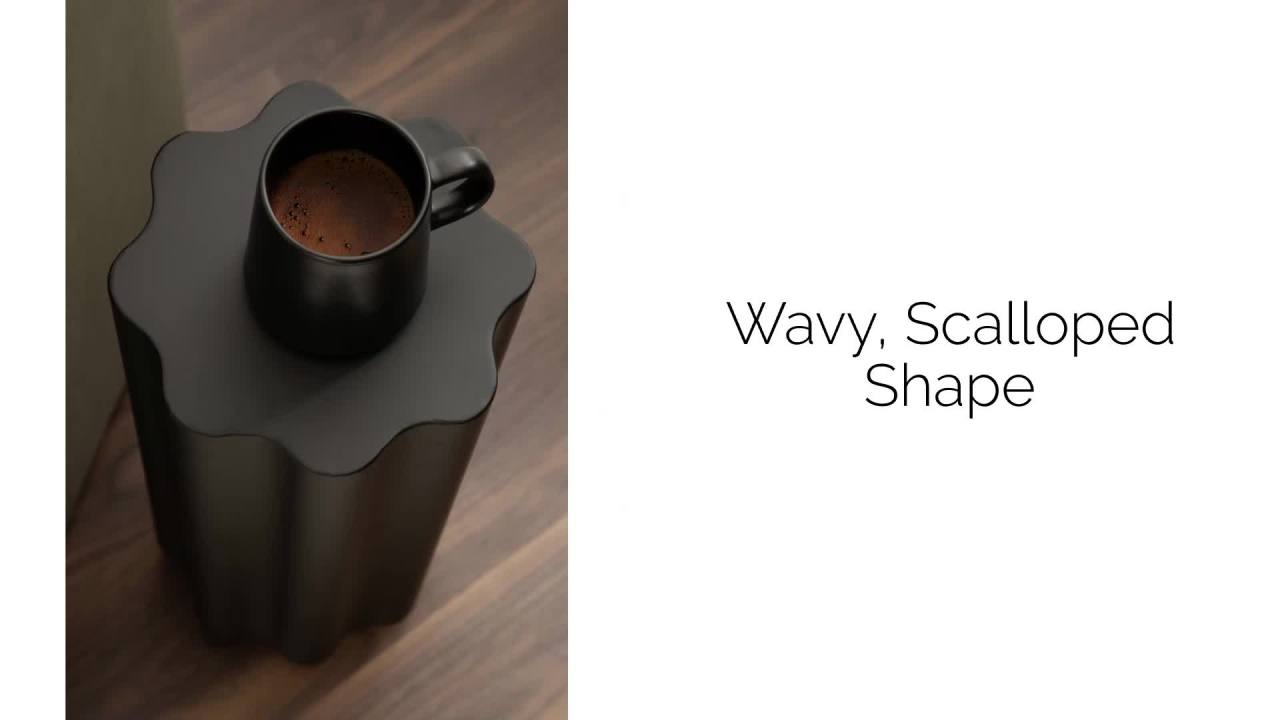 thumbnail video image 2 of Kate and Laurel Pandey Modern Metal Wavy Drink Table, 9 x 9 x 22, Black, Curvy Mini Table for Use as a Pedestal Plant Stand Indoors or as a Small Nightstand Option, 2 of 9