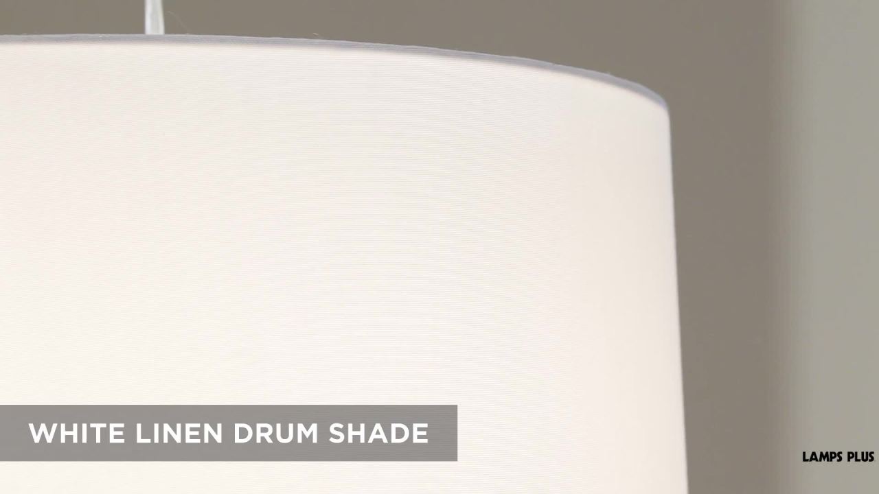 thumbnail video image 2 of 360 Lighting Cora Modern Arc Floor Lamp Standing 72" Tall Brushed Nickel Metal White Linen Drum Shade for Living Room Reading Bedroom Office House, 2 of 9