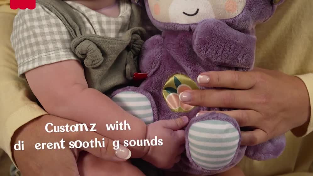 thumbnail video image 2 of Fisher-Price Soothe ‘n Snuggle Purple Monkey Baby Toy & Sound Machine with Breathing Motion, 2 of 7