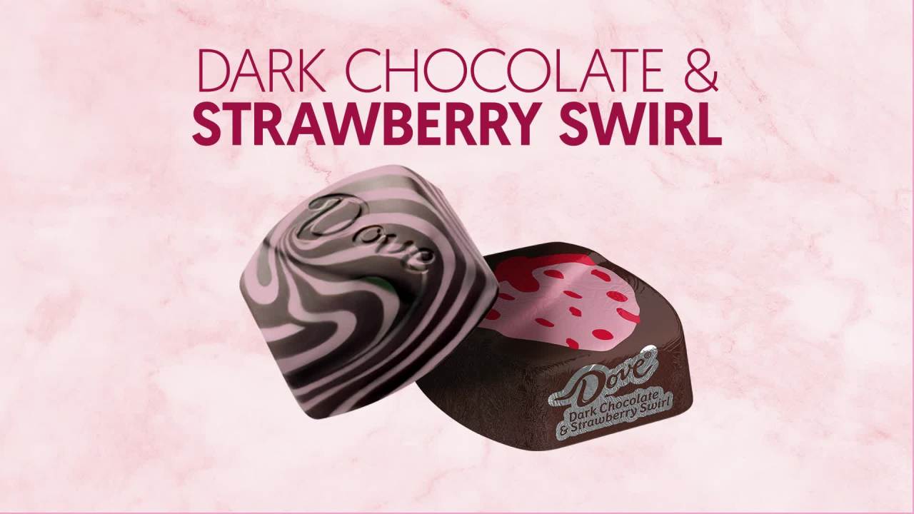 thumbnail video image 2 of (2 pack) Dove Promises Dark Chocolate & Strawberry Swirl Valentine's Day Candy - 7.94 oz Bag, 2 of 27