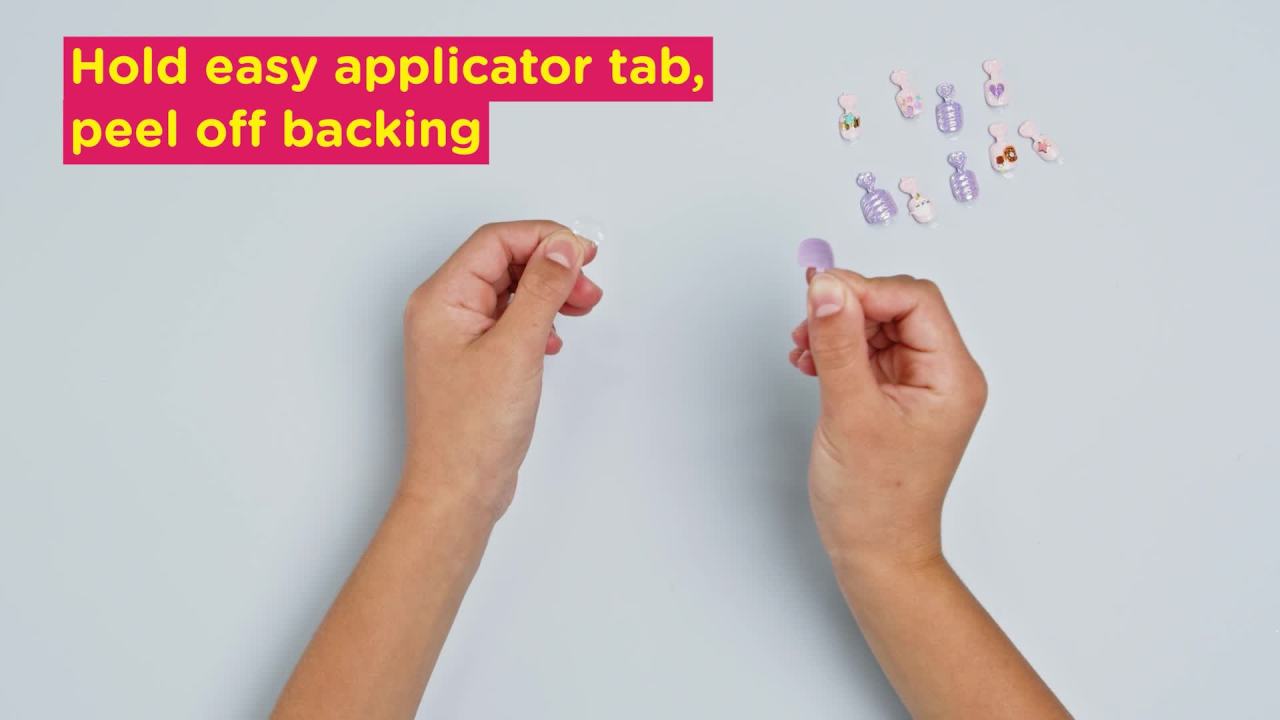 thumbnail video image 2 of KISS imPRESS   Press on Nails, Nail Artist Kit, Pink, Kids Squoval, 26 Count, 2 of 13