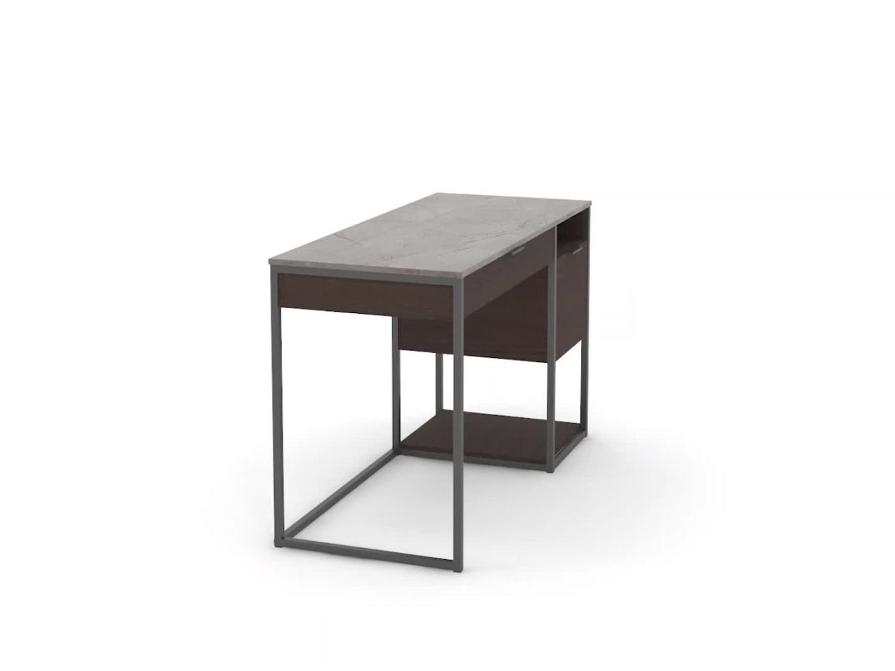 thumbnail video image 2 of Sauder International Lux Single Pedestal Desk, Umber Wood Finish, 2 of 11