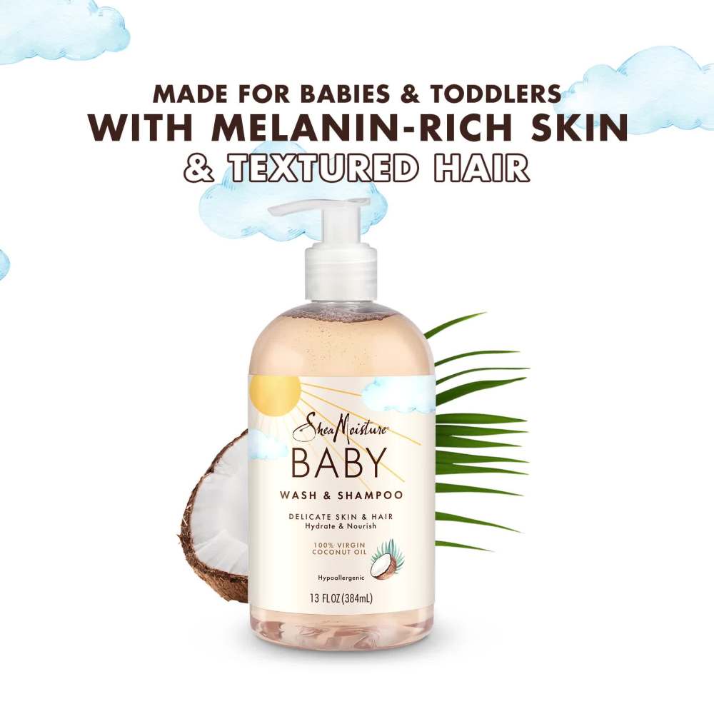 SheaMoisture Baby Shampoo E Bagnetto: Detergente Delicato Alla Vergine Cocco Per Pelle Sensibile, 13 Oz