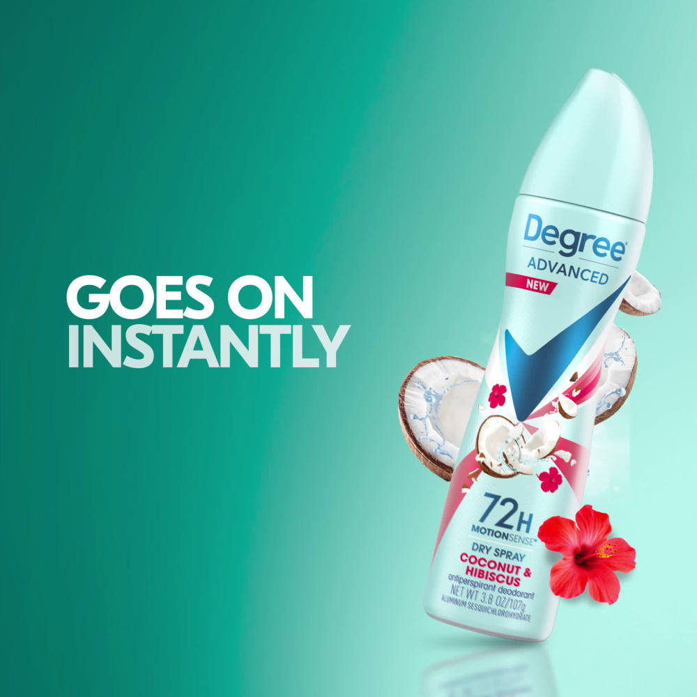 Degree Advanced Long Lasting Women's Antiperspirant Deodorant Dry Spray Fresh Coconut, 3.8 oz