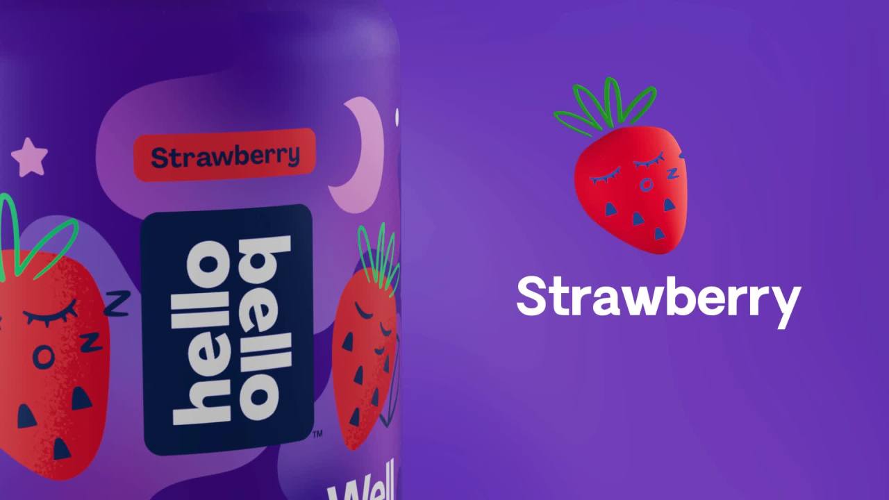 thumbnail video image 2 of Hello Bello Kids Sleep Well, Strawberry Gummies with Melatonin for Sleep Support, 60ct, 2 of 14