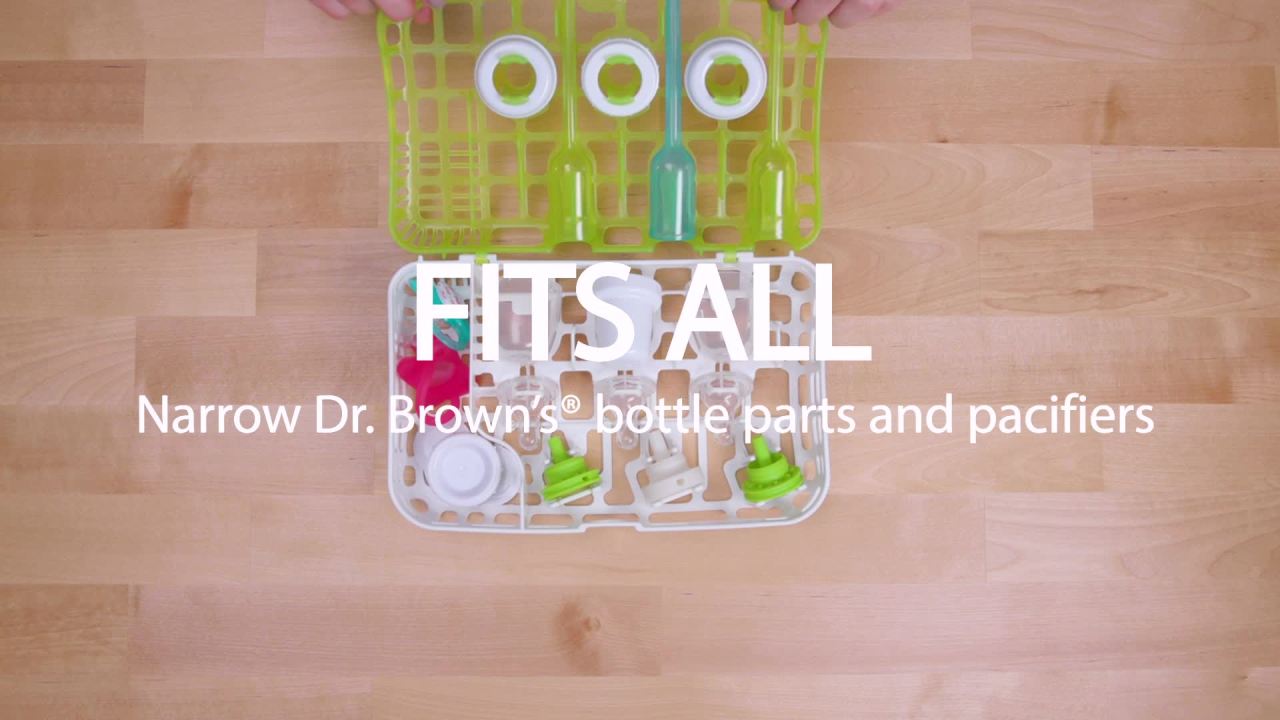 thumbnail video image 2 of Dr. Brown's Dishwasher Basket for Small Baby Bottle Parts, Pacifiers, Accessories, Blue, 1-Pack, 2 of 16
