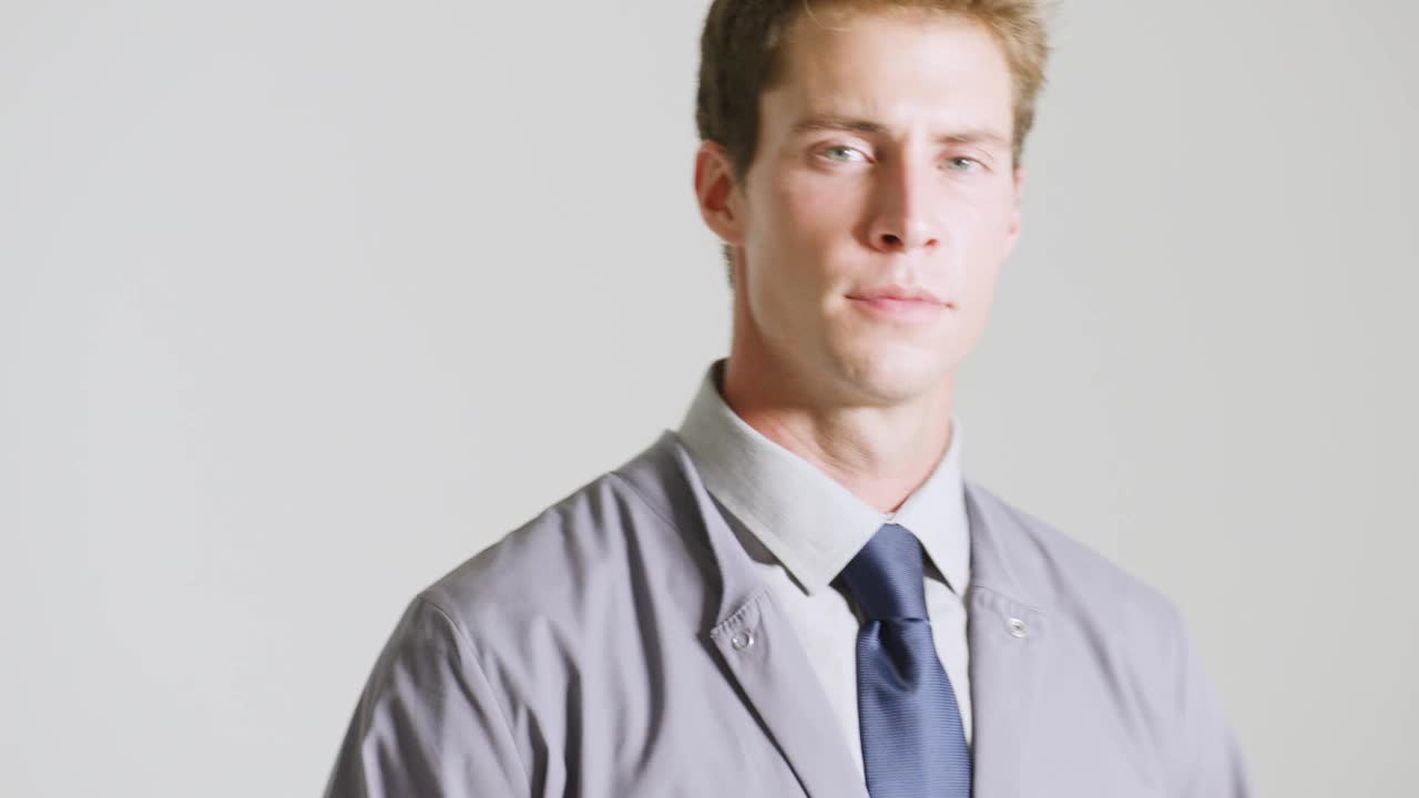 thumbnail video image 2 of Landau Essentials Relaxed Fit 5-Pocket Snap-Front Scrub Jacket for Men 7551, 2 of 6