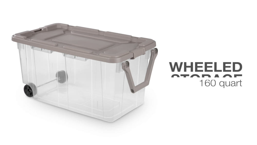 Sterilite 160 Qt. Wheeled Storage Box Taupe Splash