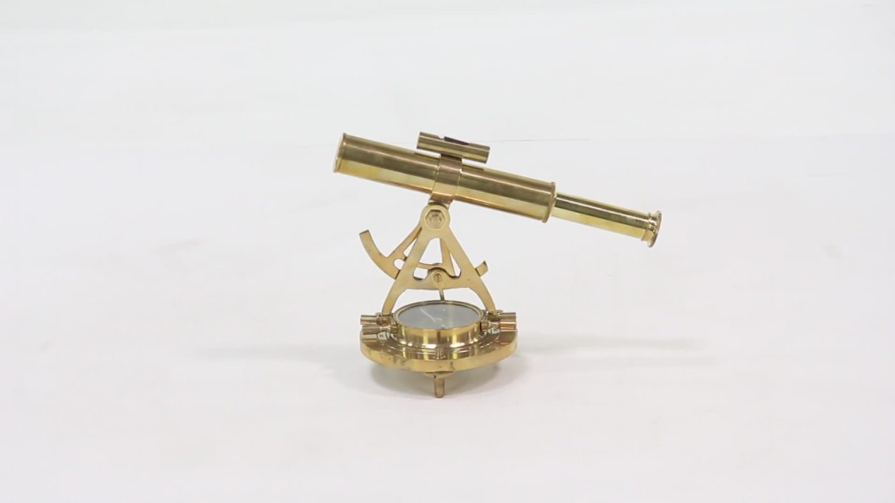 thumbnail video image 2 of DecMode 8" x 8" Brass Metal Compass Telescope with Compass Base, 1-Piece, 2 of 9