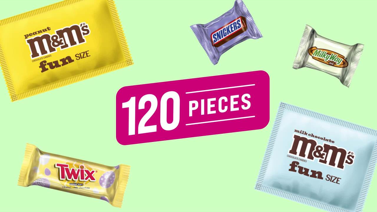 thumbnail video image 2 of M&M's, Snickers & More Milk Chocolate Candy Easter Basket Stuffers - 120 Ct Bulk Bag, 2 of 13