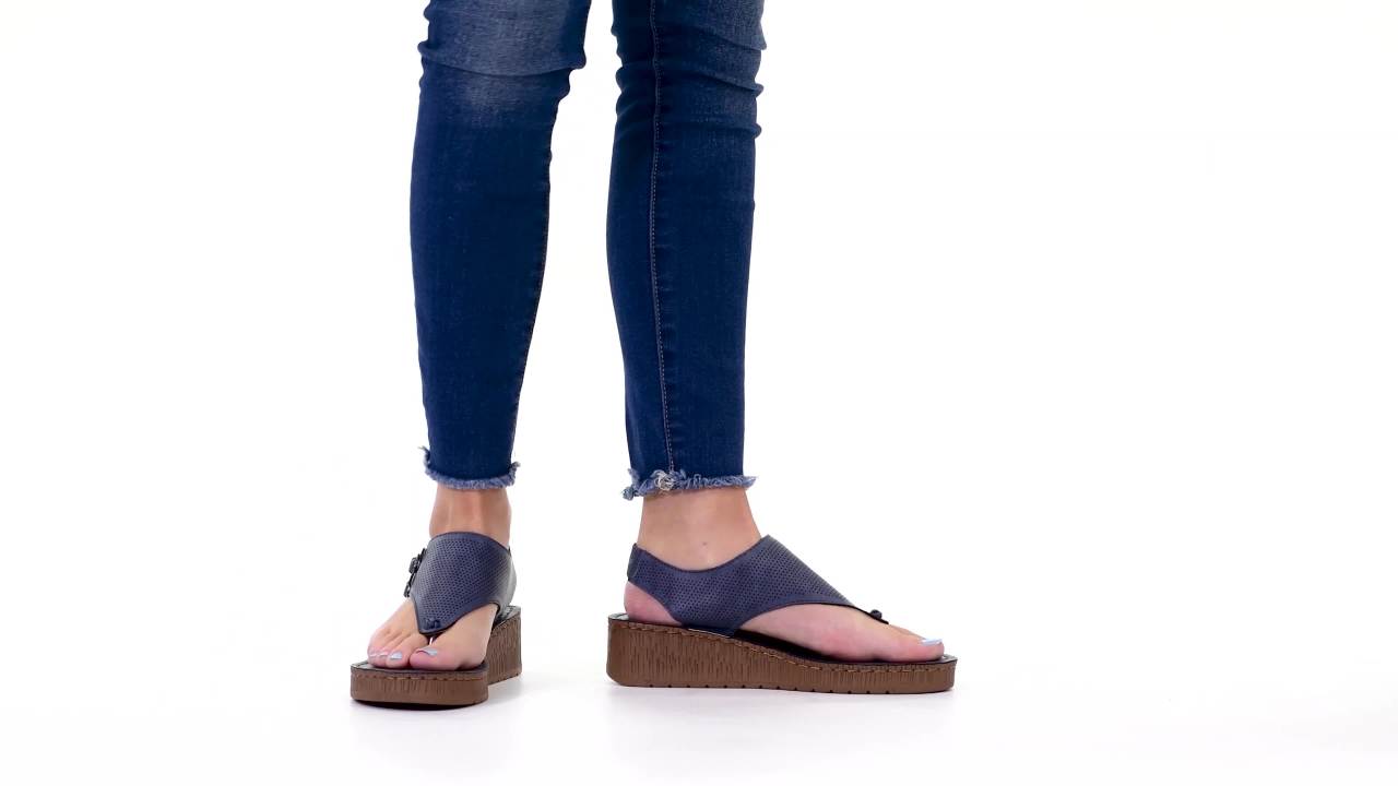 thumbnail video image 2 of Journee Womens Mckell Wedge Heel Buckle Sandals, 2 of 10