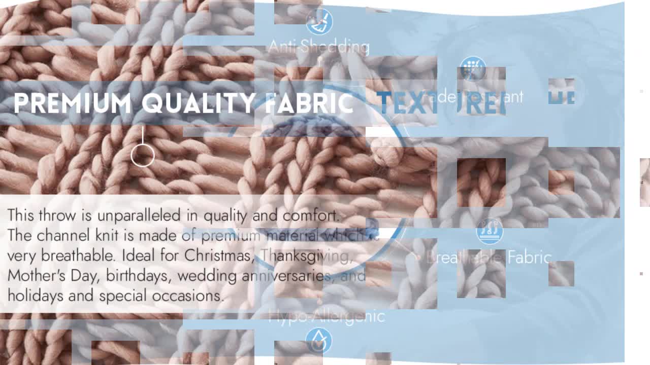 thumbnail video image 2 of Cozy Tyme Francine Channel Knit Throw - 50"x 70" Dark Grey, 2 of 11