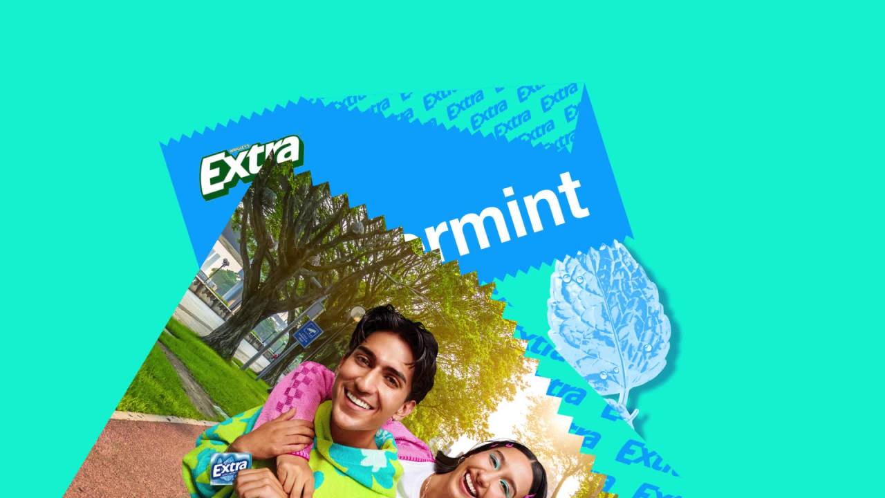 thumbnail video image 2 of Extra Gum Peppermint Sugar Free Chewing Gum, Single Pack - 15 Stick, 2 of 13
