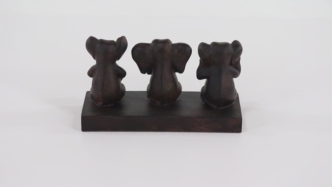 thumbnail video image 2 of 12" x 6" Brown Polystone Elephant Sculpture, by DecMode, 2 of 10