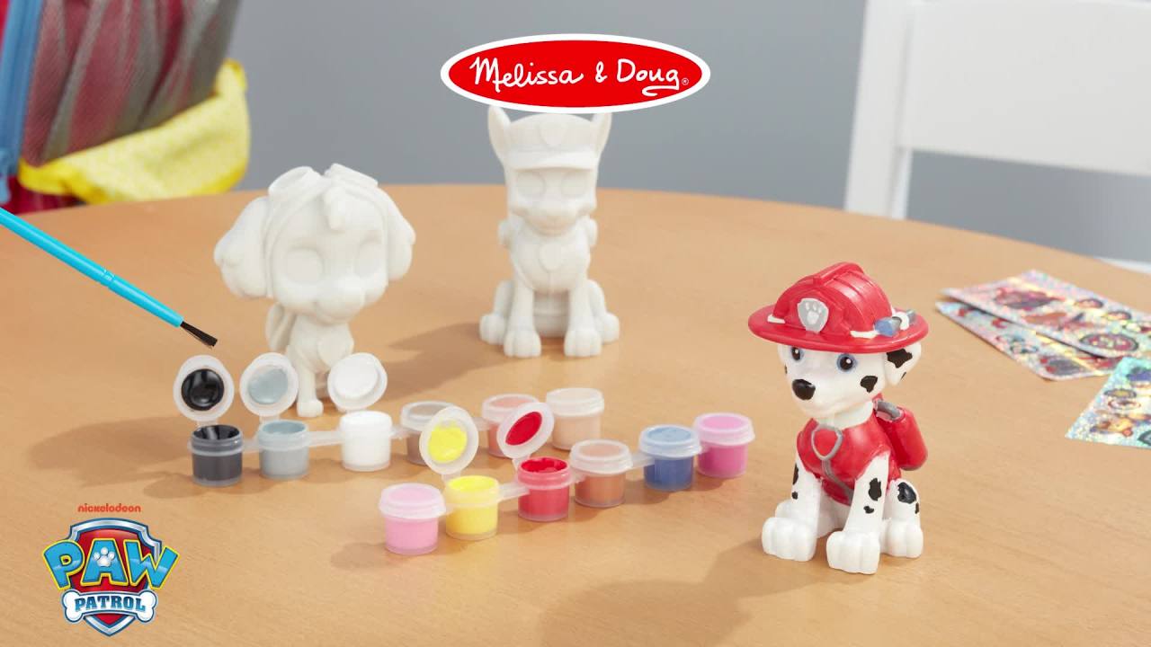 thumbnail video image 2 of Melissa & Doug PAW Patrol Craft Kit - 3 Decorate Your Own Pup Figurines, 2 of 8
