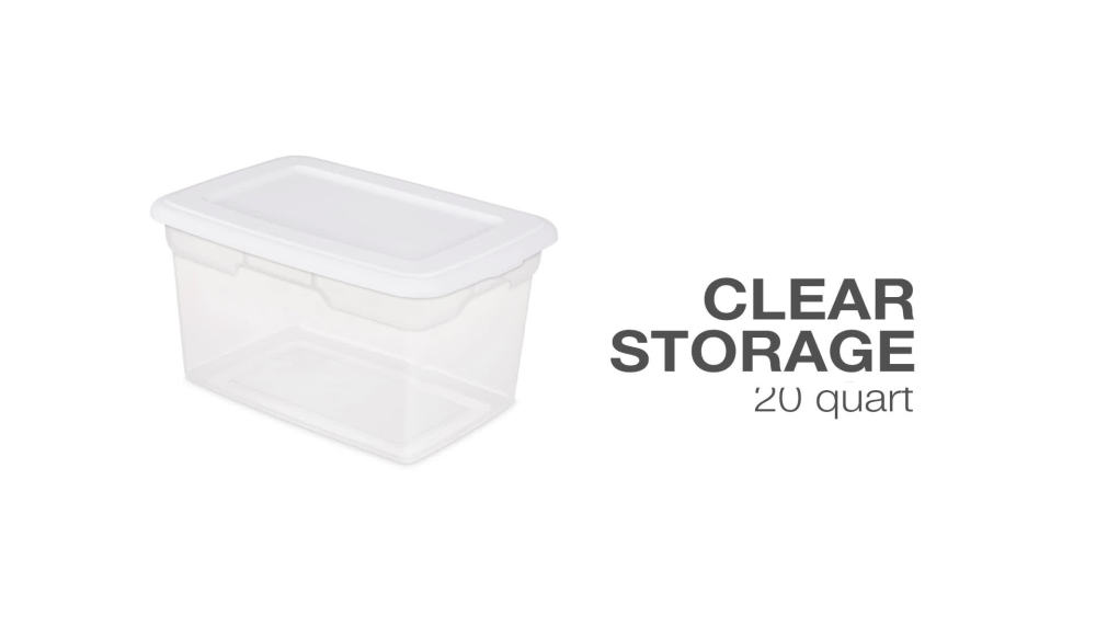 Sterilite 20 Qt. Storage Box Plastic, White, Set of 6