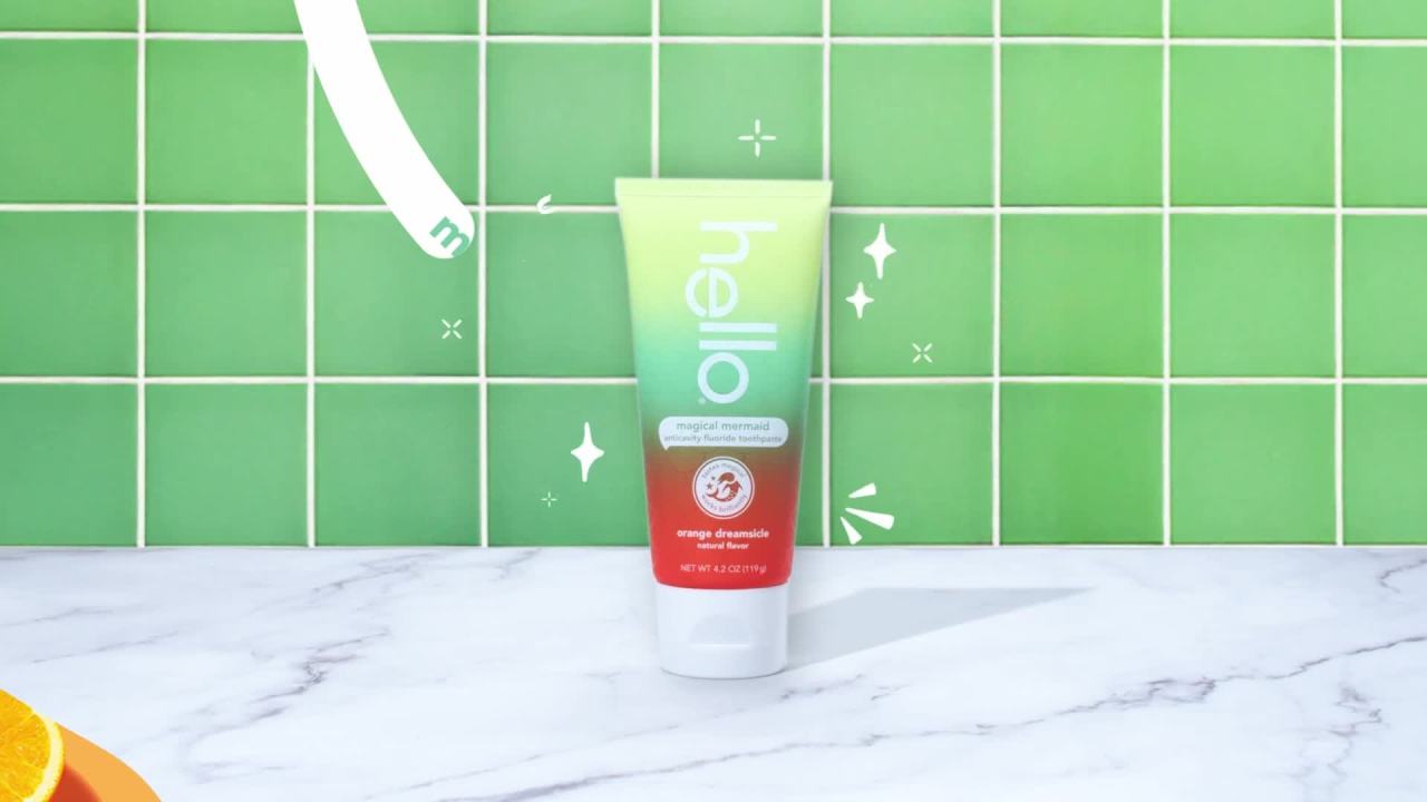 thumbnail video image 3 of hello Unicorn Sparkle Kids Toothpaste with Fluoride, Bubble Gum Toothpaste, 4.2 Oz Tube, 3 of 17