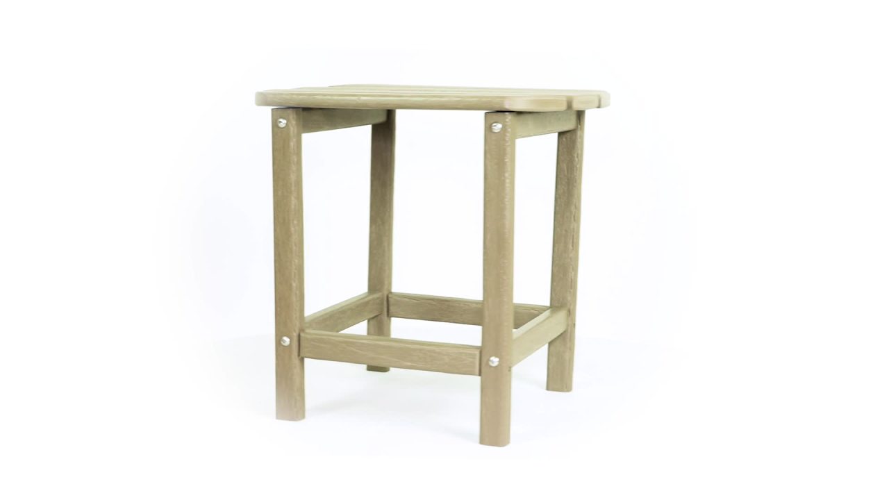 thumbnail video image 2 of DecMode 18" x 15" Brown Resin Outdoor Accent Table, 1-Piece, 2 of 13