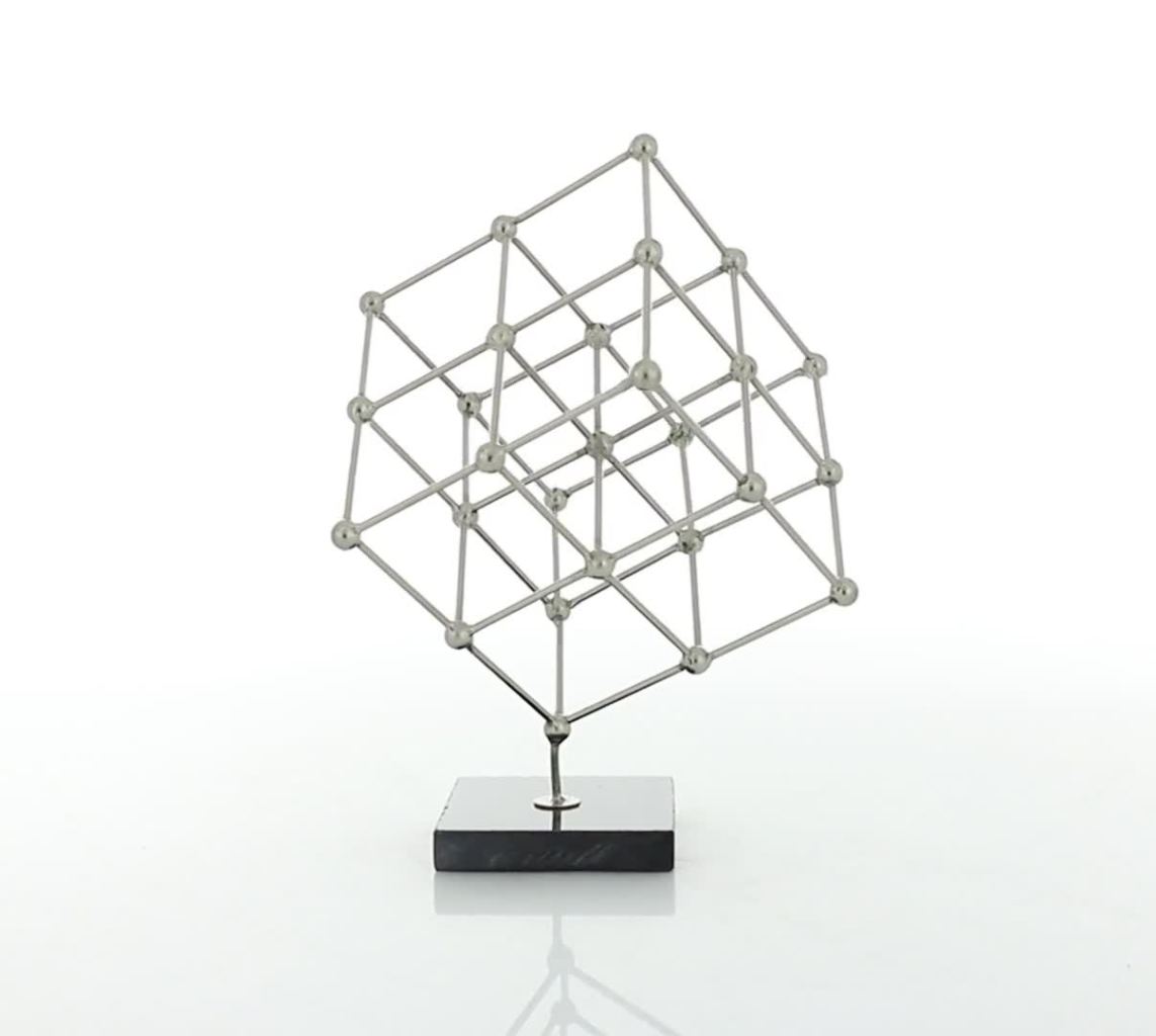 thumbnail video image 2 of DecMode 10"W, 12"H Marble Modern Sculpture, Silver, 1-Piece, 2 of 9