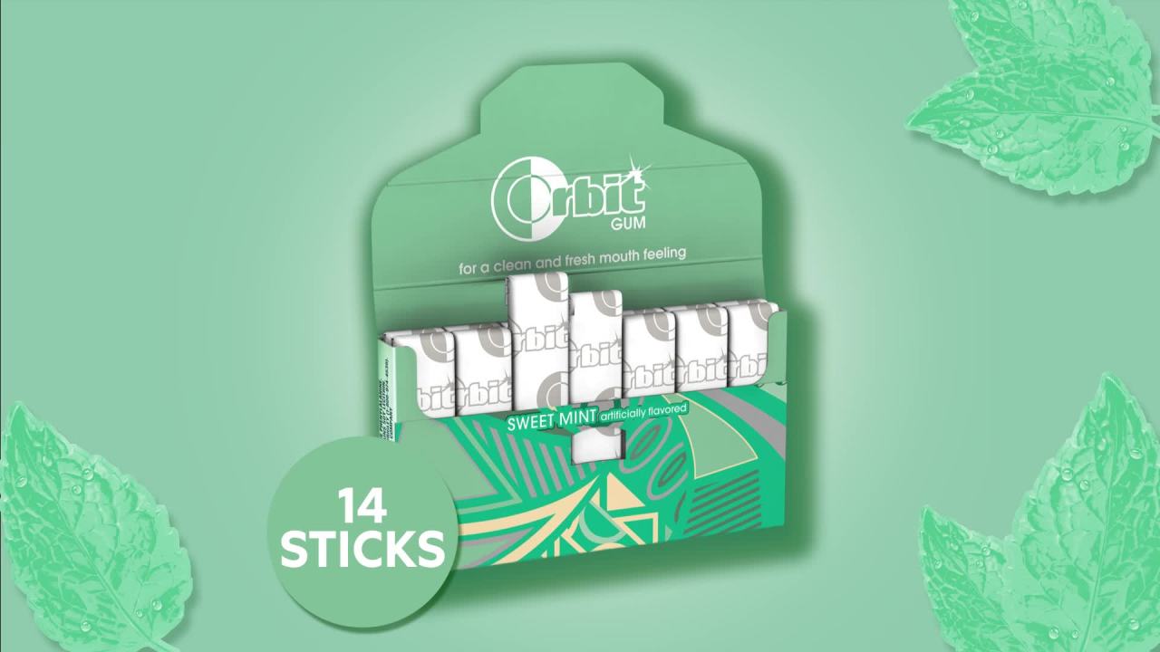 thumbnail video image 2 of Orbit Sweet Mint Sugar Free Chewing Gum Travel Essentials - 3 Ct Pack, 2 of 10