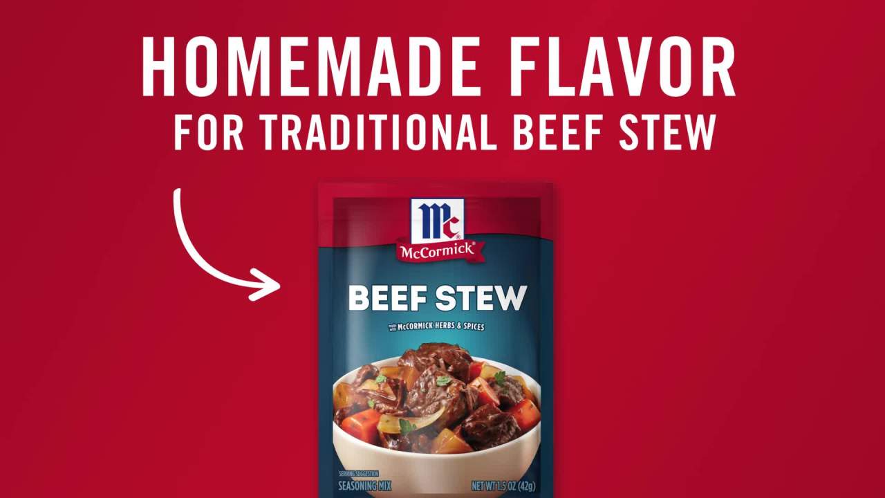 thumbnail video image 2 of McCormick Classic Beef Stew Seasoning Mix, 1.5 oz Packet, 2 of 24