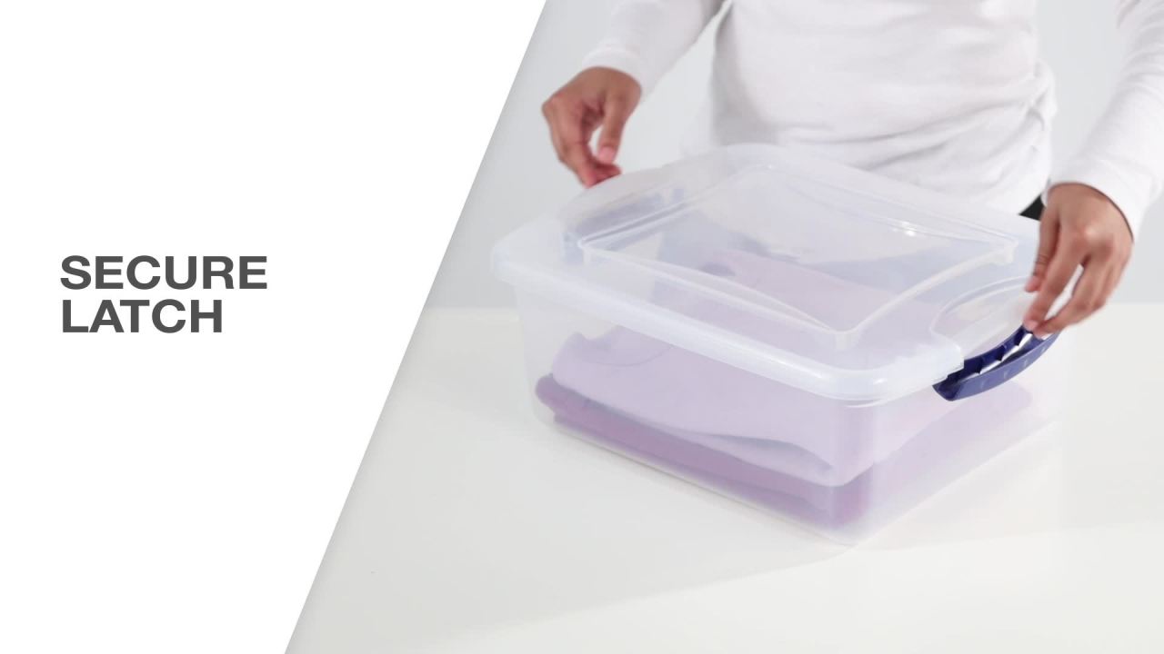 Sterilite 66 Quart Large Latching Storage Bin, Clear Plastic