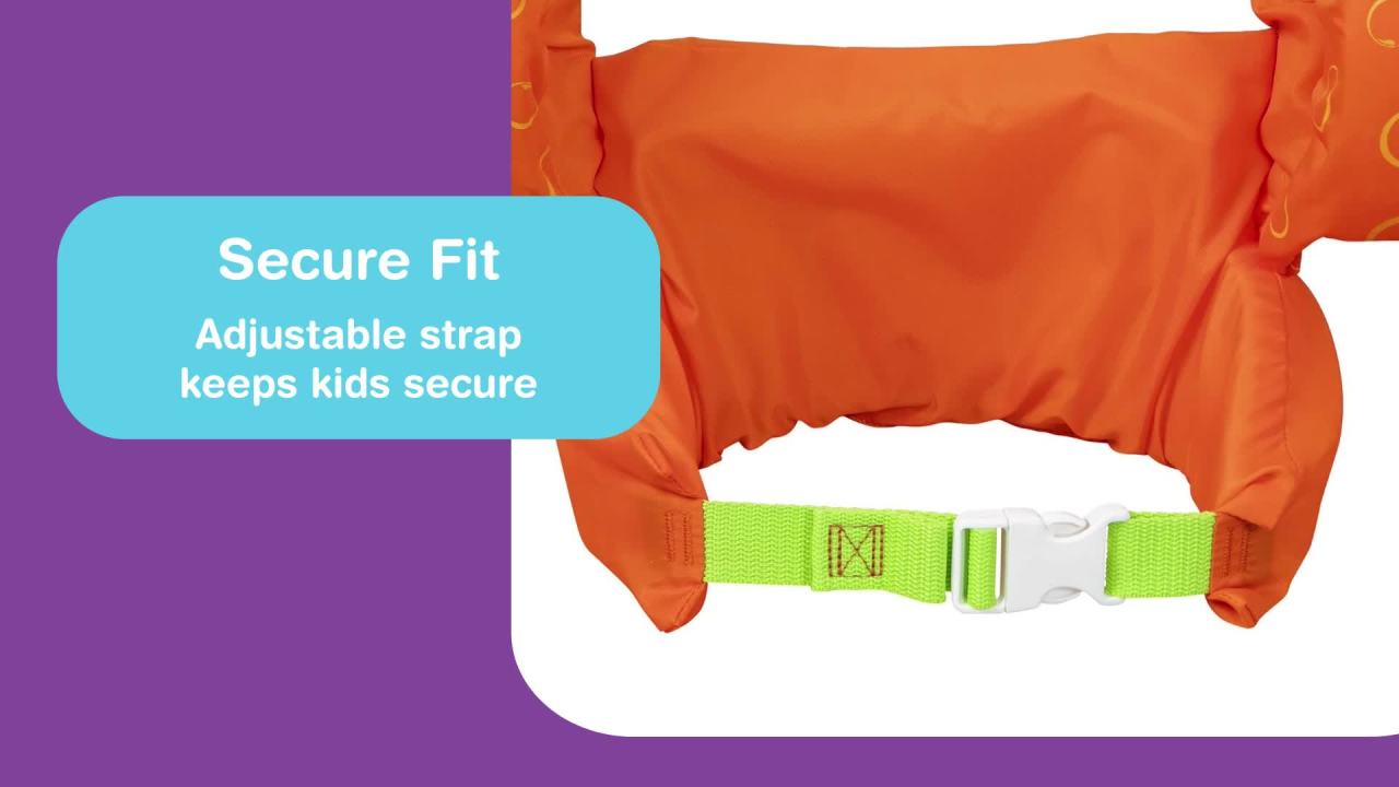 thumbnail video image 2 of Puddle Jumper Kids Fabric Life Vest with Armbands, Turtle, 33-55 lbs Weight Capacity, 2 of 11