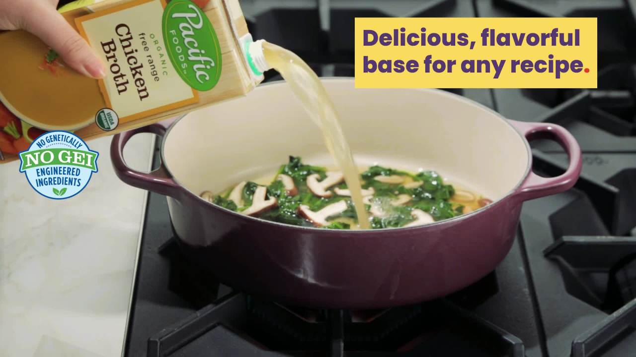 thumbnail video image 2 of Pacific Foods Organic Free Range Chicken Broth, 32 oz Carton, 2 of 12