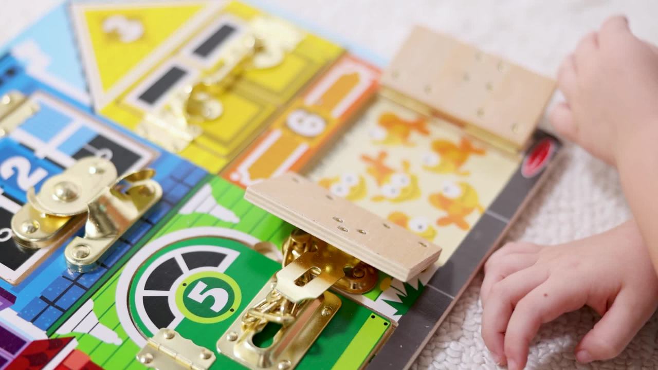 thumbnail video image 2 of Melissa & Doug Latches Wooden Activity Board - FSC Certified Materials, 2 of 10