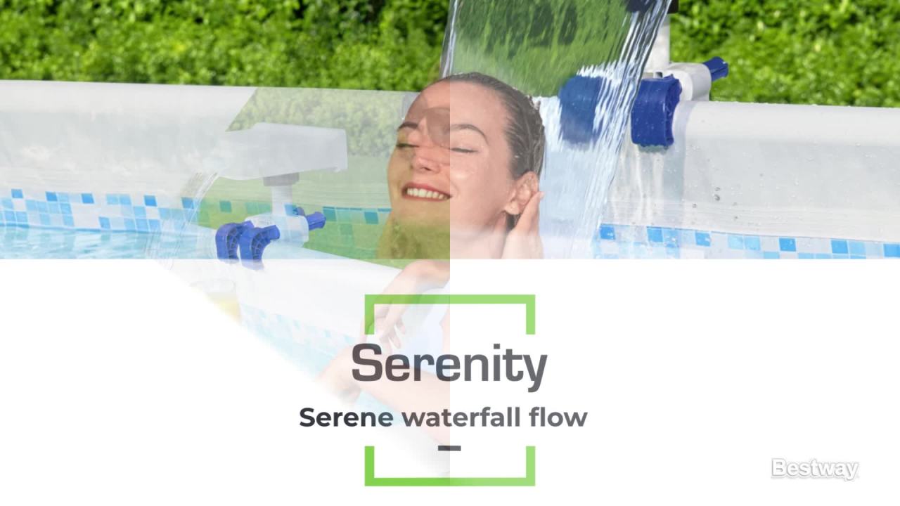 thumbnail video image 2 of Flowclear Soothing LED Waterfall Above Ground Pool Accessory, 2 of 9