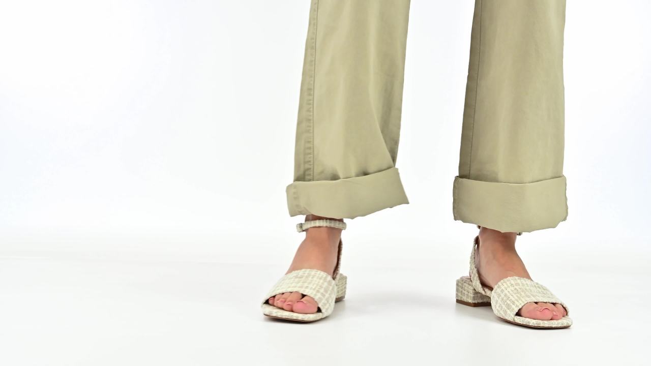 thumbnail video image 2 of Journee Womens Adleey Tweed Flat Sandals, 2 of 10