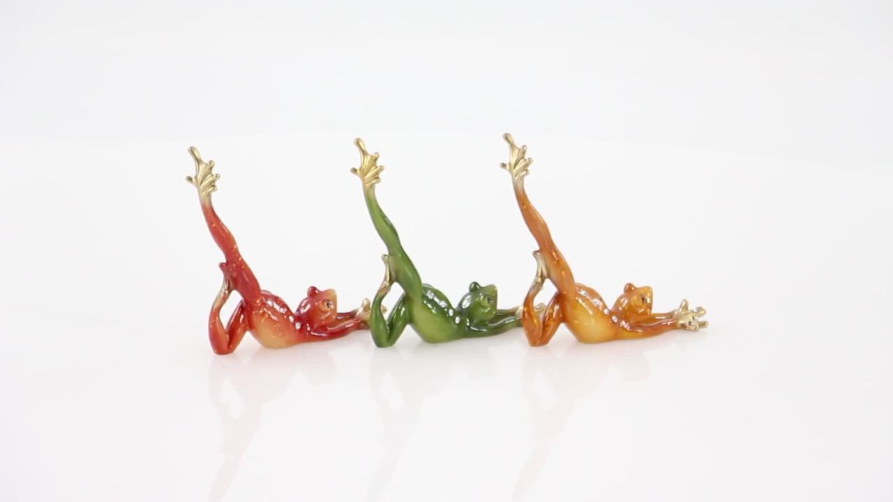 thumbnail video image 2 of 7"H, 6"W Multi Colored Polystone Frog Sculpture, by DecMode (3 Count), 2 of 20