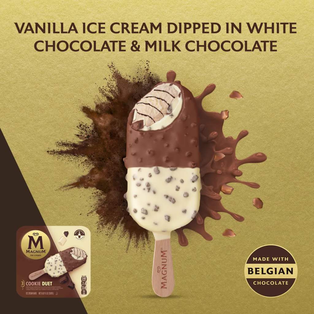 thumbnail video image 2 of Magnum Creamy Cookie Duet Vanilla Ice Cream Bars Kosher Milk, 3 Count, 2 of 11