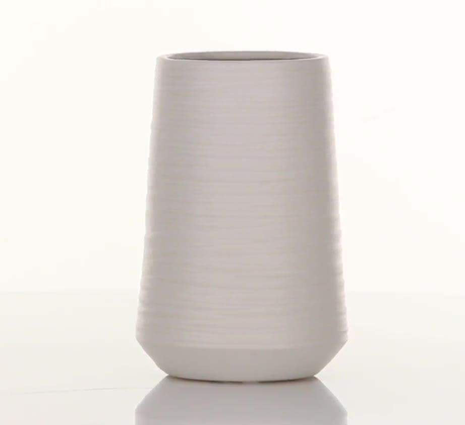 thumbnail video image 2 of CosmoLiving by Cosmopolitan 9" Ribbed White Porcelain Ceramic Vase, 2 of 8