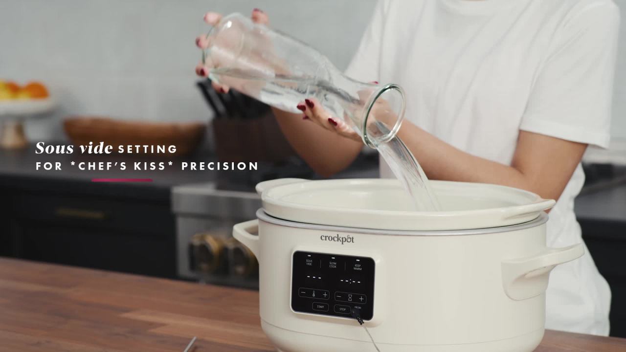 thumbnail video image 2 of Crock-Pot Programmable 6-Quart Slow Cooker with Sous Vide, Oat Milk, 2 of 7