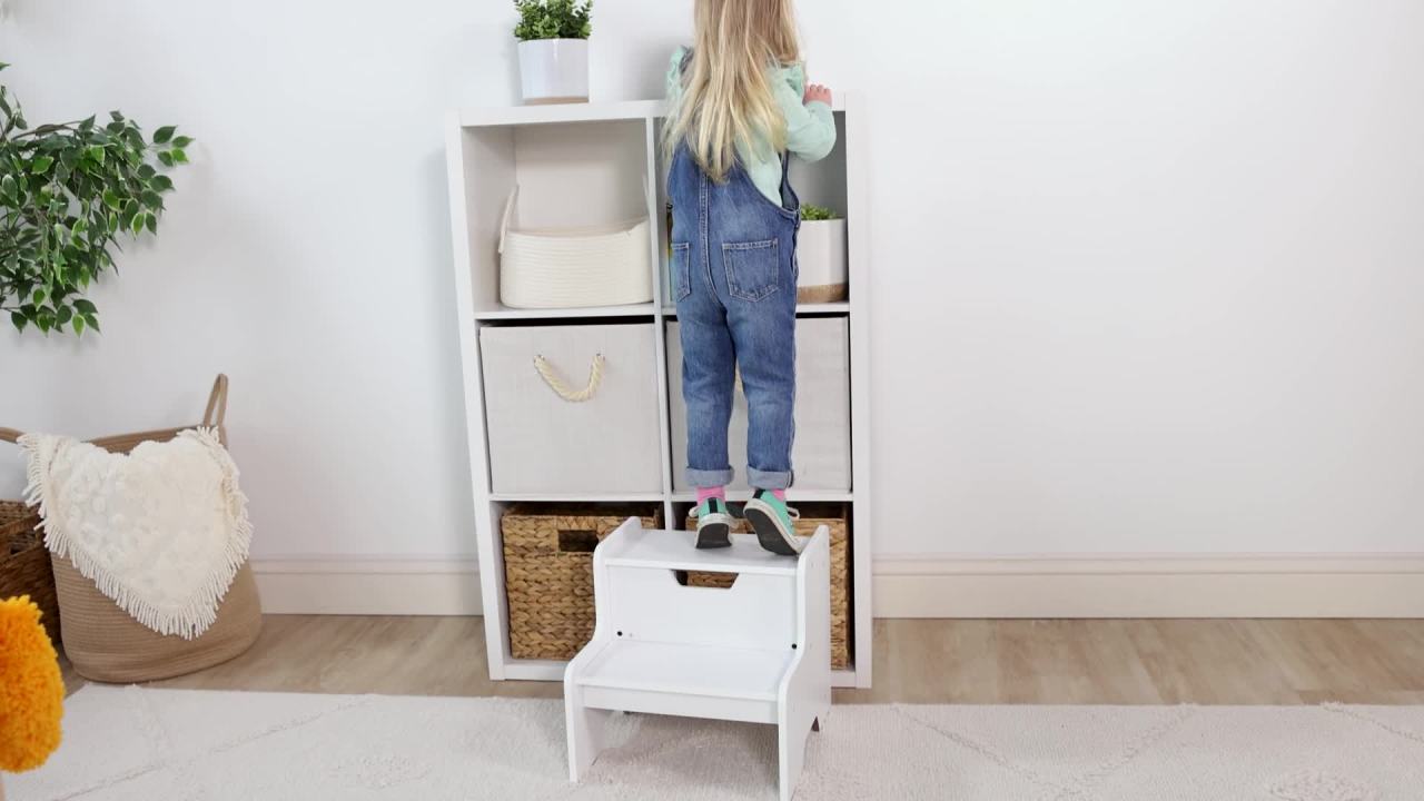 thumbnail video image 2 of Melissa & Doug Kids Wooden Step Stool - White, 2 of 10