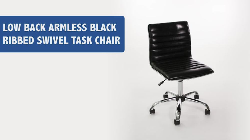 Flash Furniture Low Back Designer Armless Black Ribbed Swivel Task Office Chair - image 2 of 10