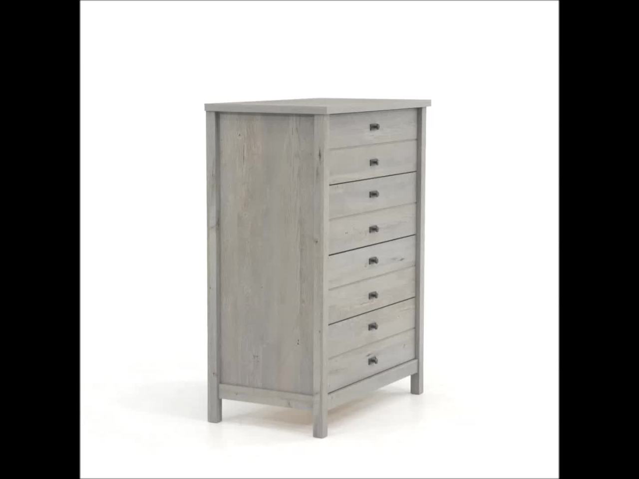 thumbnail video image 2 of Sauder Cottage Road 4 Drawer Chest, Mystic Oak Finish, 2 of 12