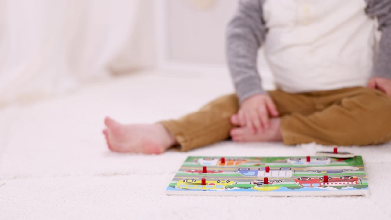 thumbnail video image 2 of Melissa & Doug Vehicles Wooden Peg Puzzle, 8pc, 2 of 5