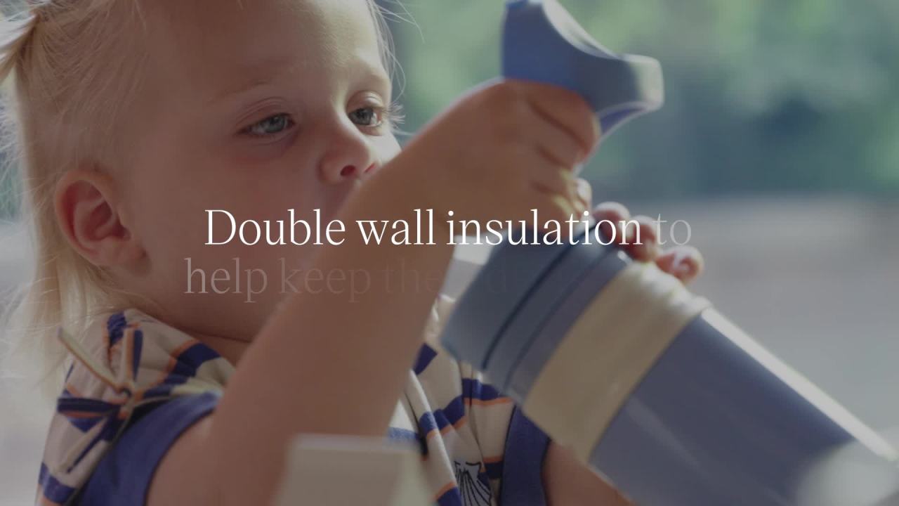 thumbnail video image 2 of Tommee Tippee Insulated Flip Top Toddler Sporty Water Bottle, 1–3y, 11oz, Spill-Proof, Blue, 1 Pack, 2 of 8