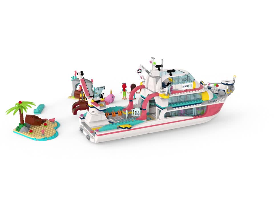 thumbnail video image 2 of LEGO Friends Rescue Mission Boat 41381 Sea Building Kit (908 Pieces), 2 of 6